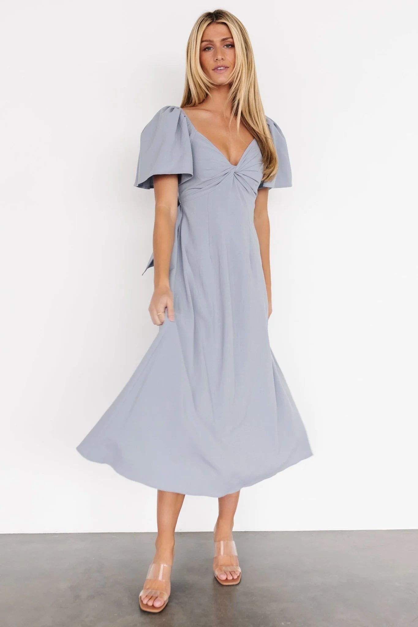 Indie Back Tie Dress | Dusty Blue