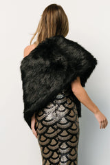 Jovie Faux Fur Shawl | Black