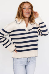 Bastian Striped Sweater | Cream + Navy
