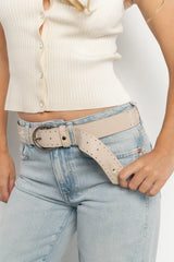 Presley Western Faux Leather Belt | Ivory
