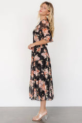 Fabian Jacquard Midi Dress | Peach + Black Floral