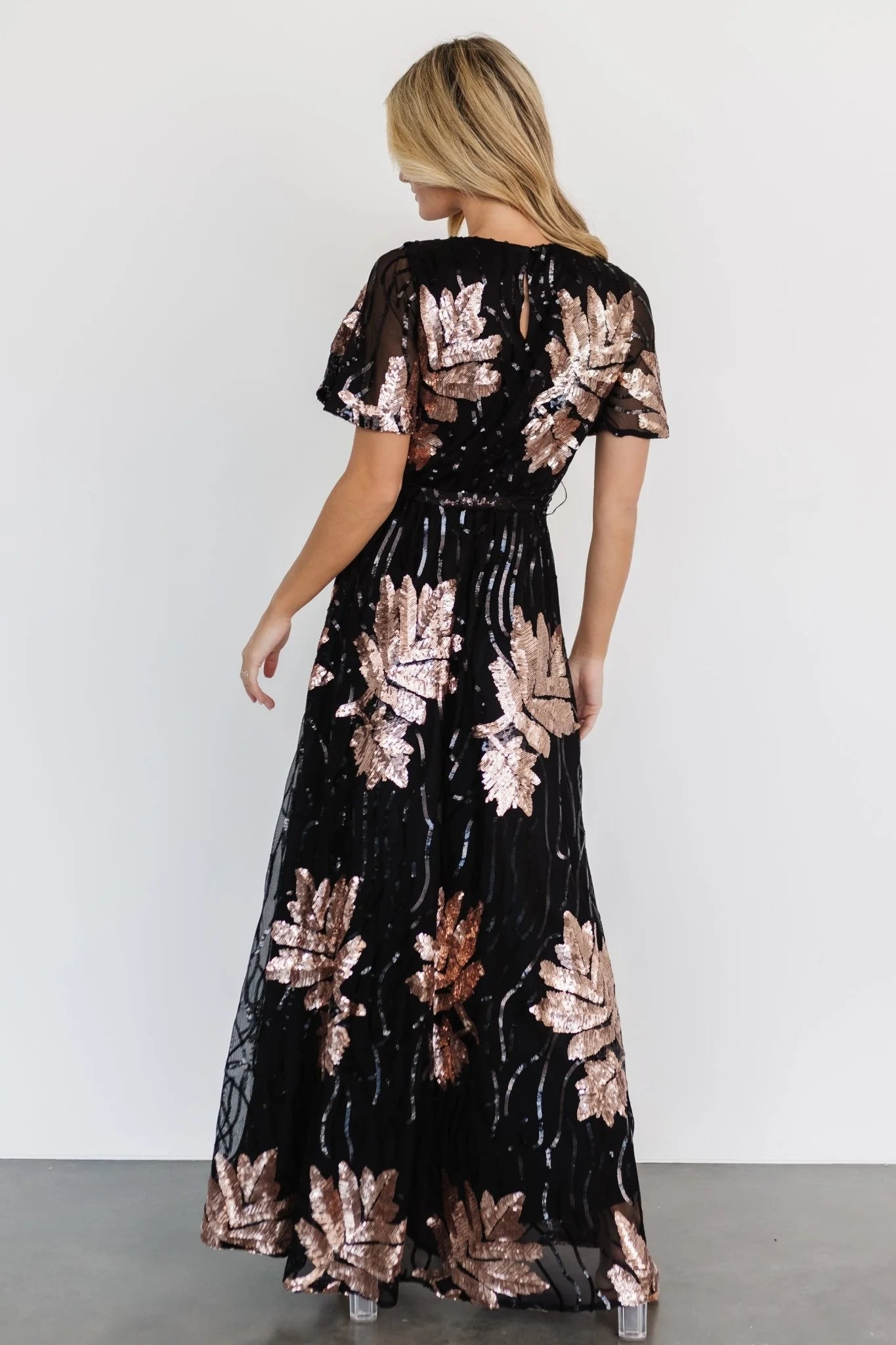 Muse Sequin Maxi Dress | Black + Rose