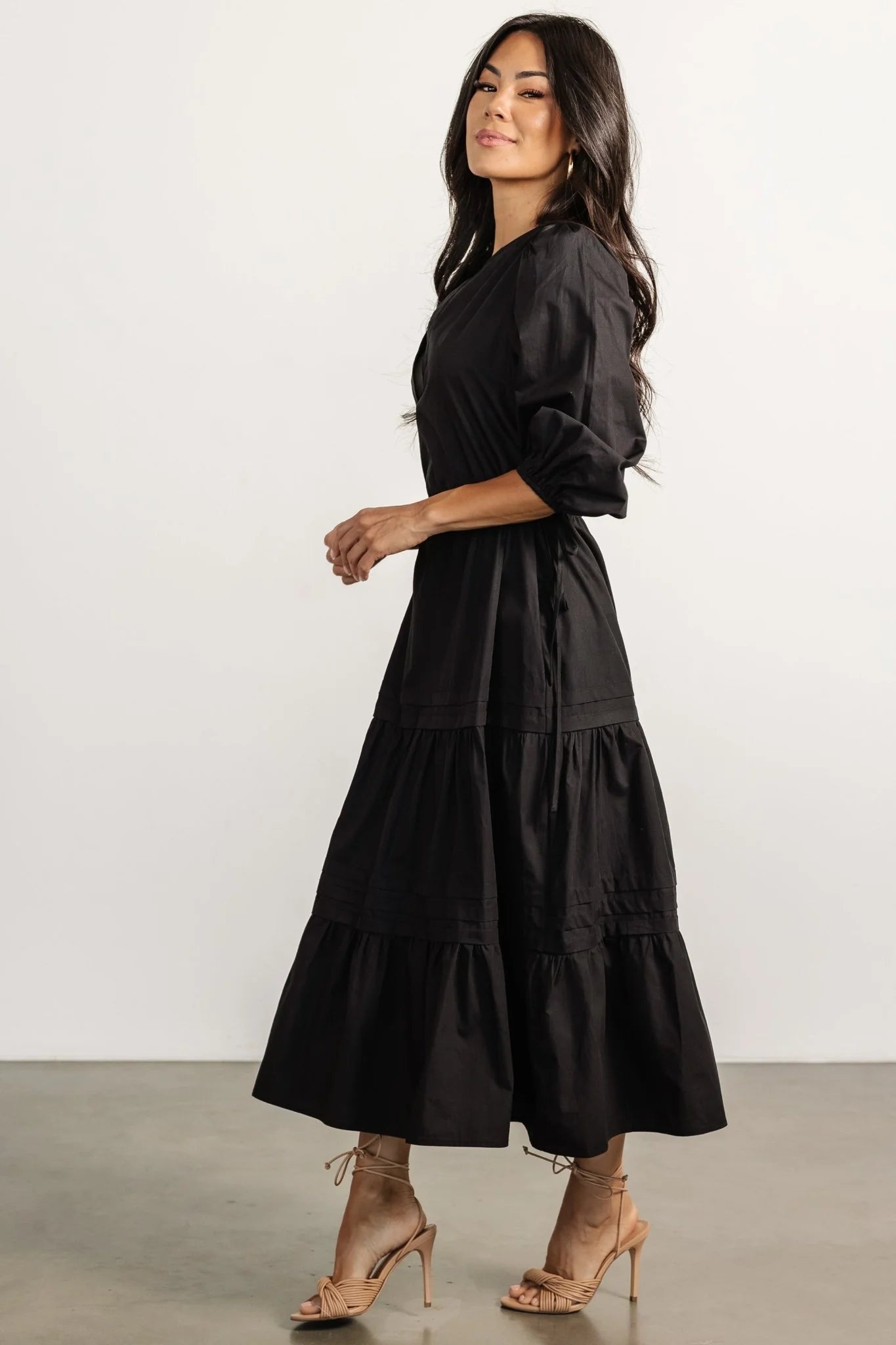 Santa Fe Poplin Midi Dress | Black