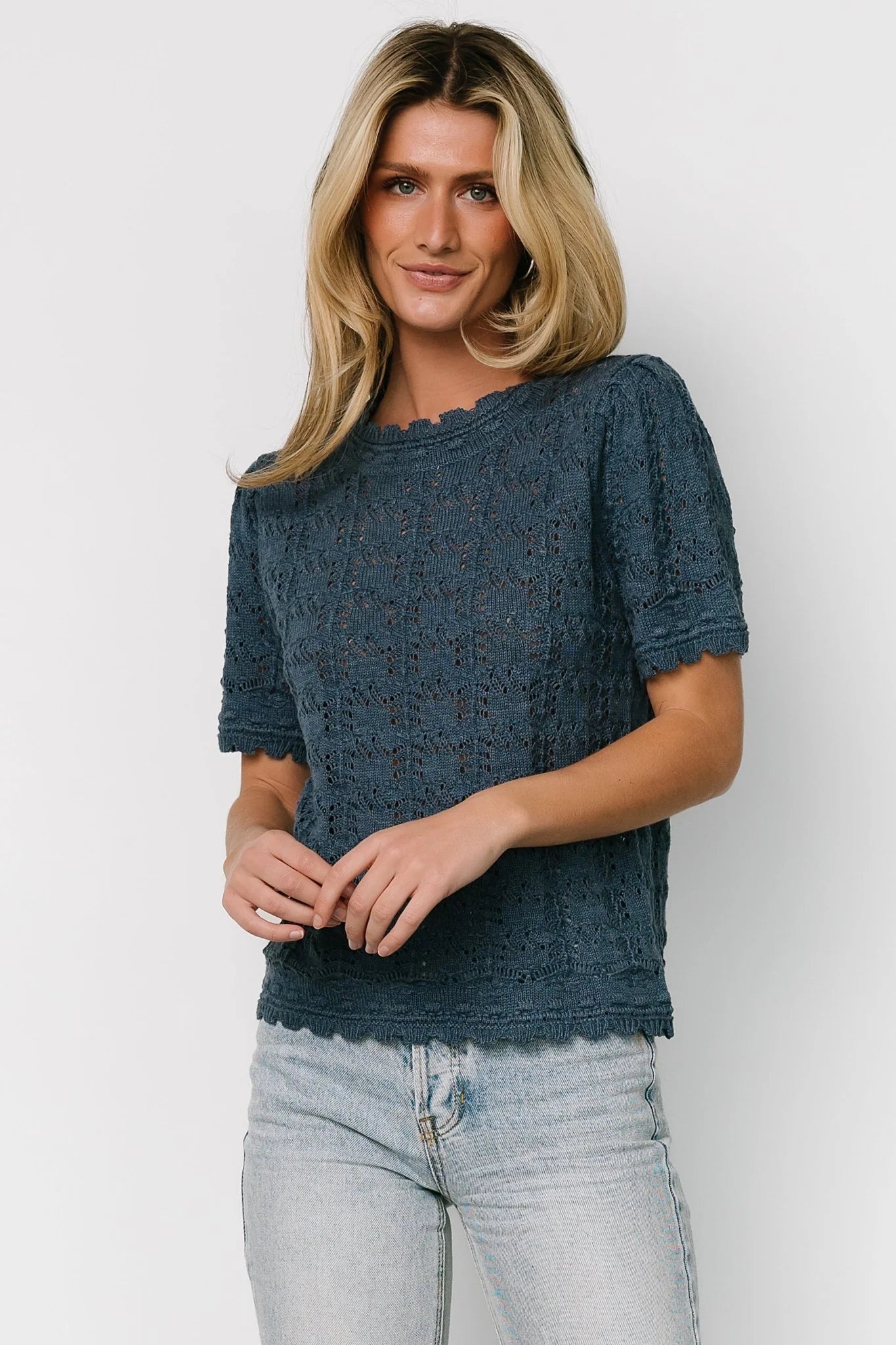 Serenity Knit Sweater Top | Slate