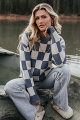 Quincy Checkered Sweater | Blue
