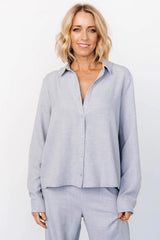 Tuscany Button Top | Blue Gray