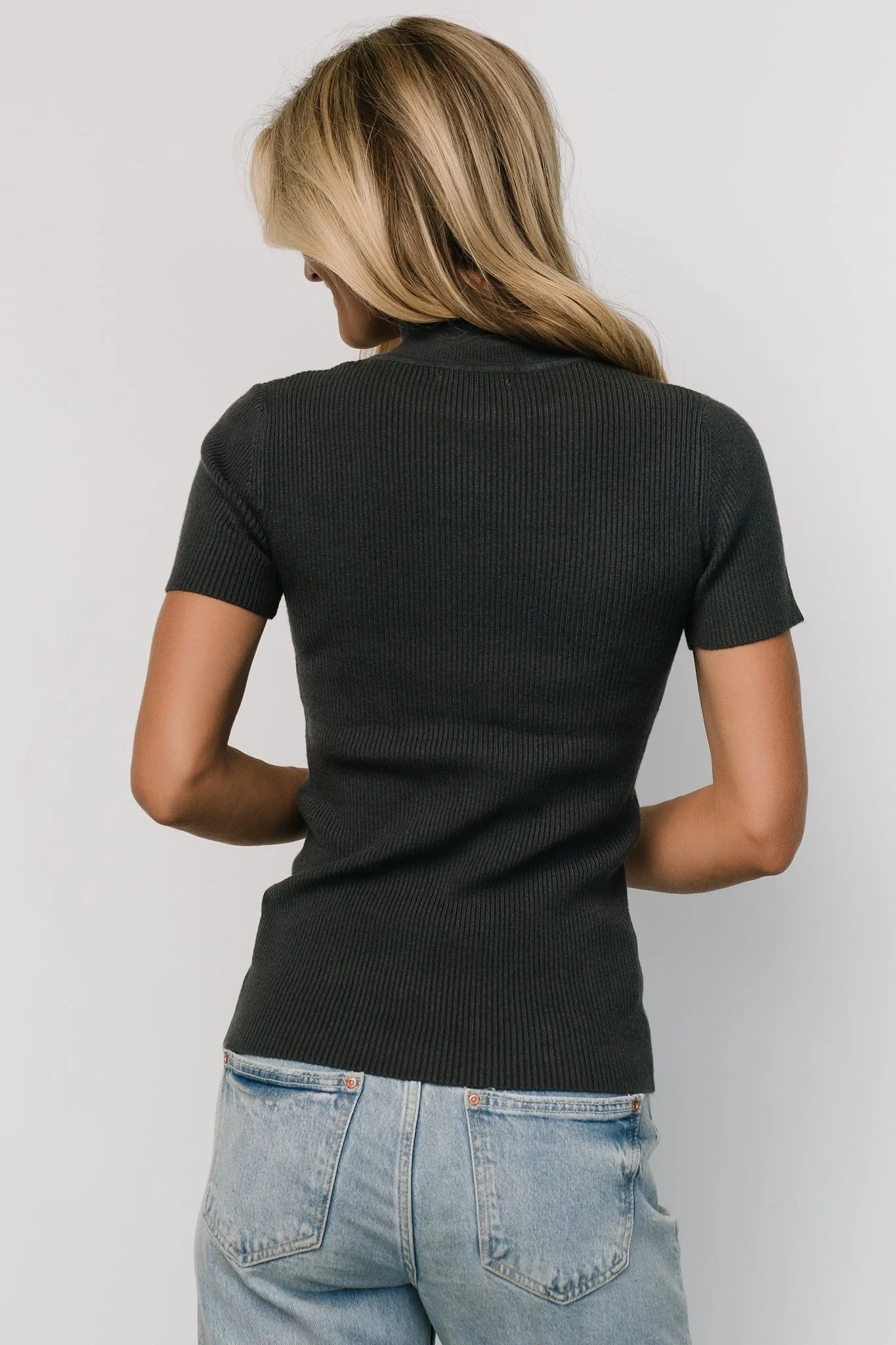 Edie Mock Neck Top | Deep Slate Blue