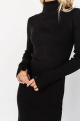 Caldwell Ribbed Turtleneck Midi Dress | Black