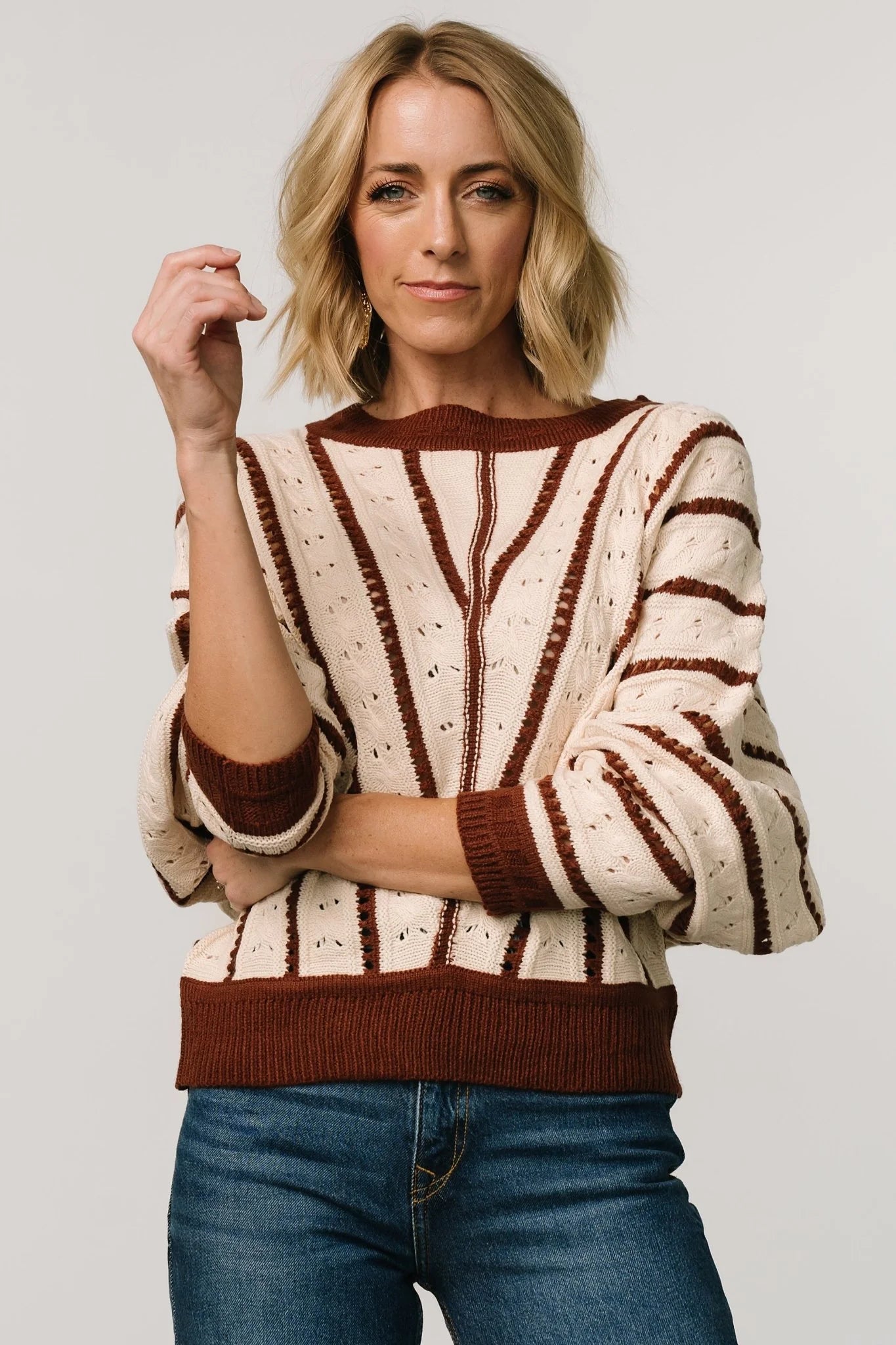 Paola Pointelle Sweater | Cream + Copper