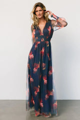 Layla Tulle Maxi Dress | Topaz Ombre Floral