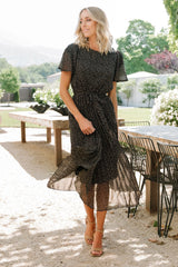 Prim Pleated Dress | Black Print