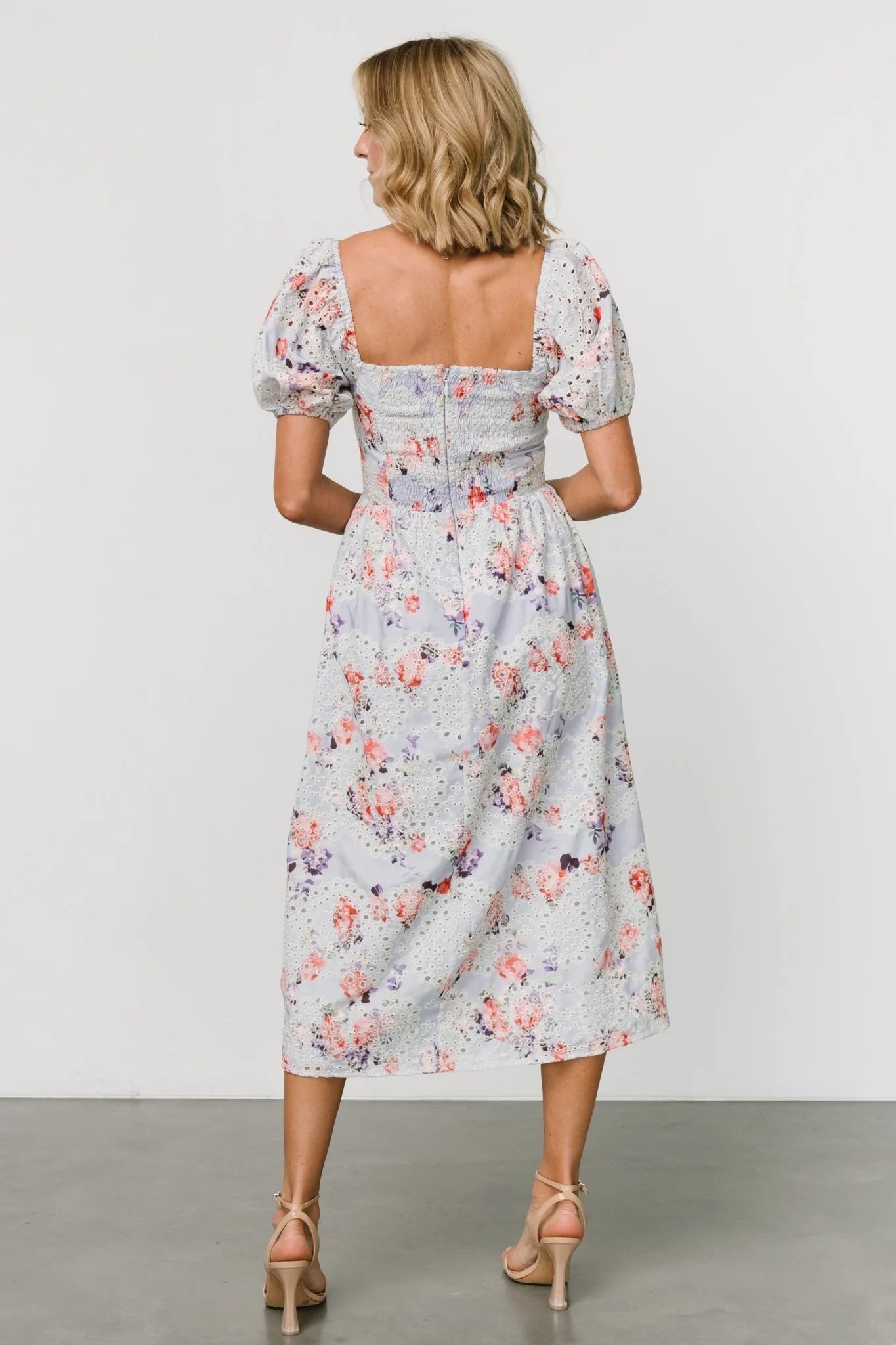 Leila Eyelet Midi Dress | Light Blue Floral