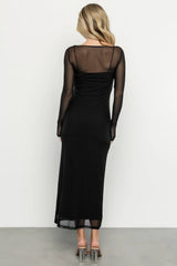 Darya Mesh Midi Dress | Black