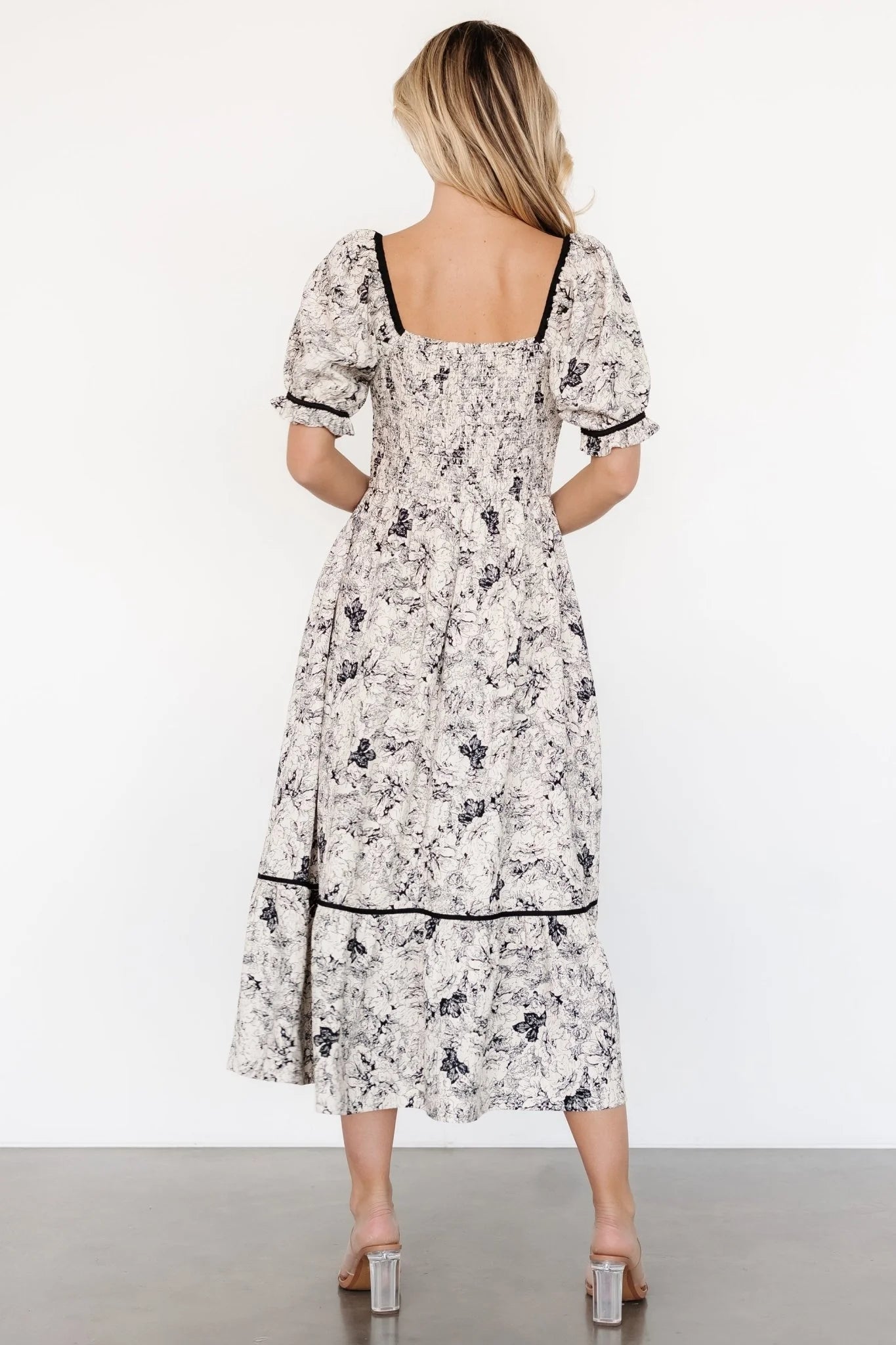 Mariana Midi Dress | Cream + Black Floral