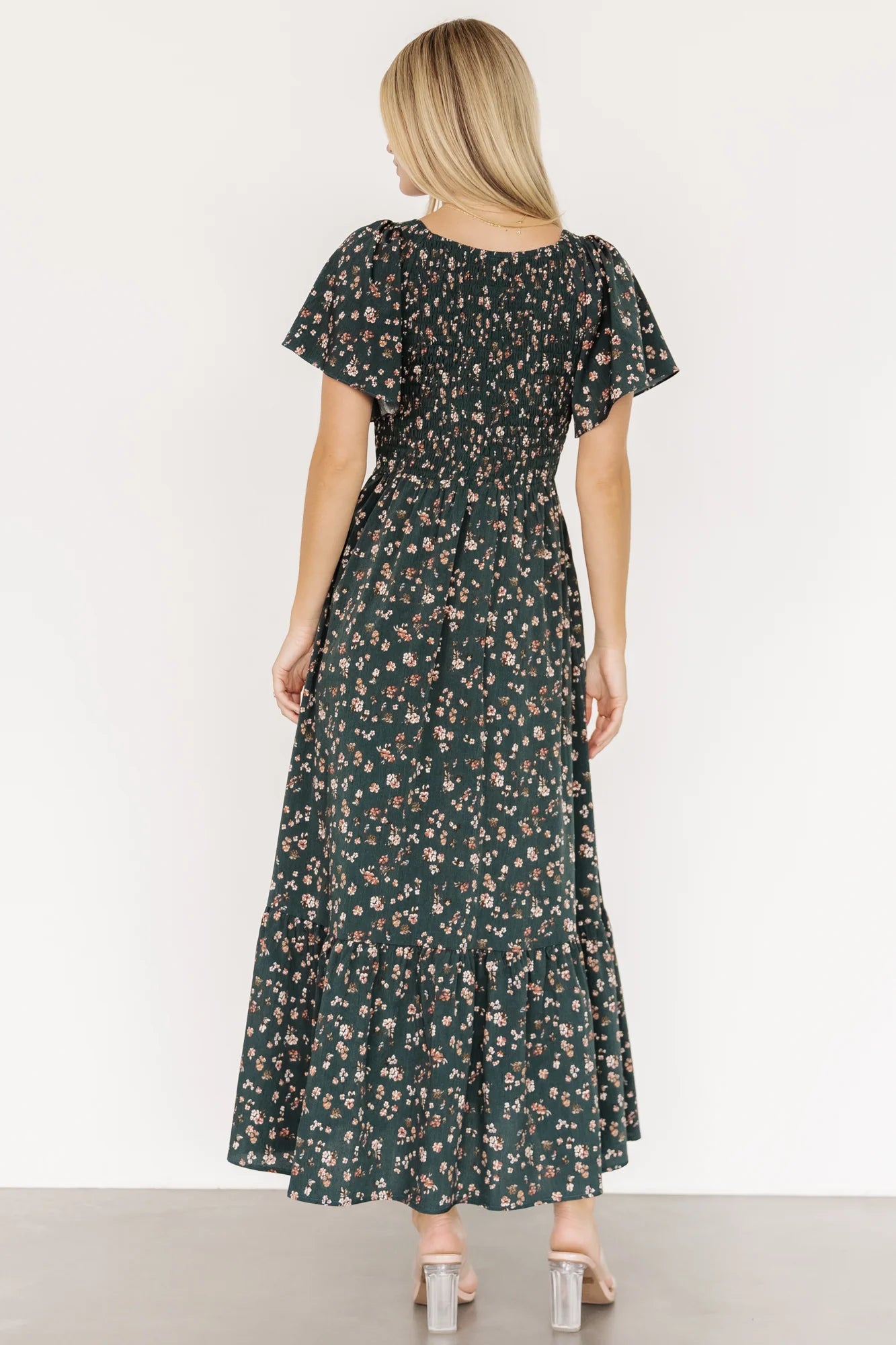 Jerah Smocked Dress | Deep Jade Floral
