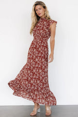 Kearny Ruffle Maxi Dress | Rust Print