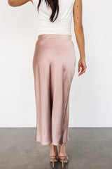 Celeste Satin Midi Skirt | Blush