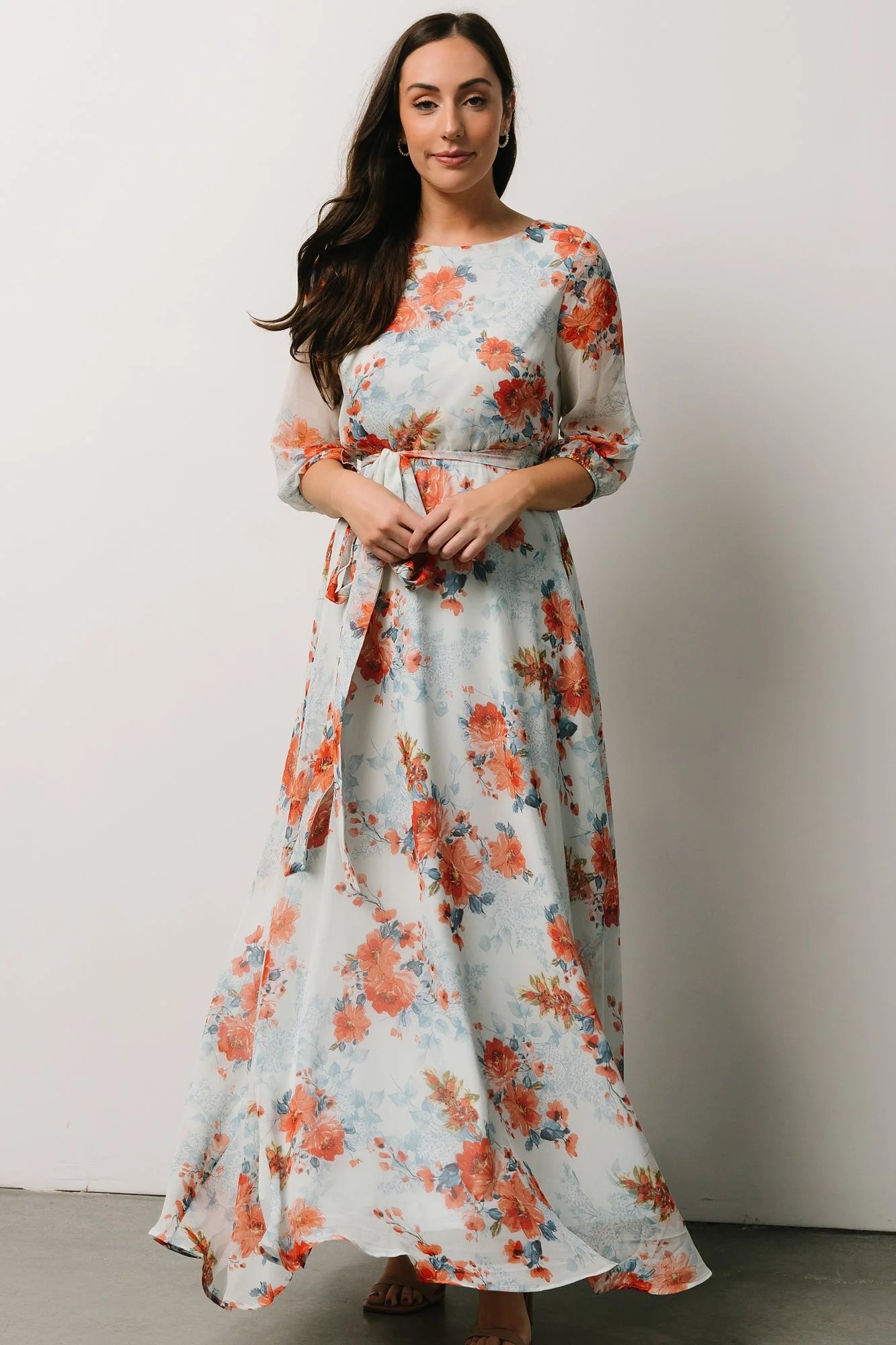 Rebecca Maxi Dress | Blue + Coral Blossom