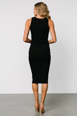 Bobbie Snap Button Midi Dress | Black