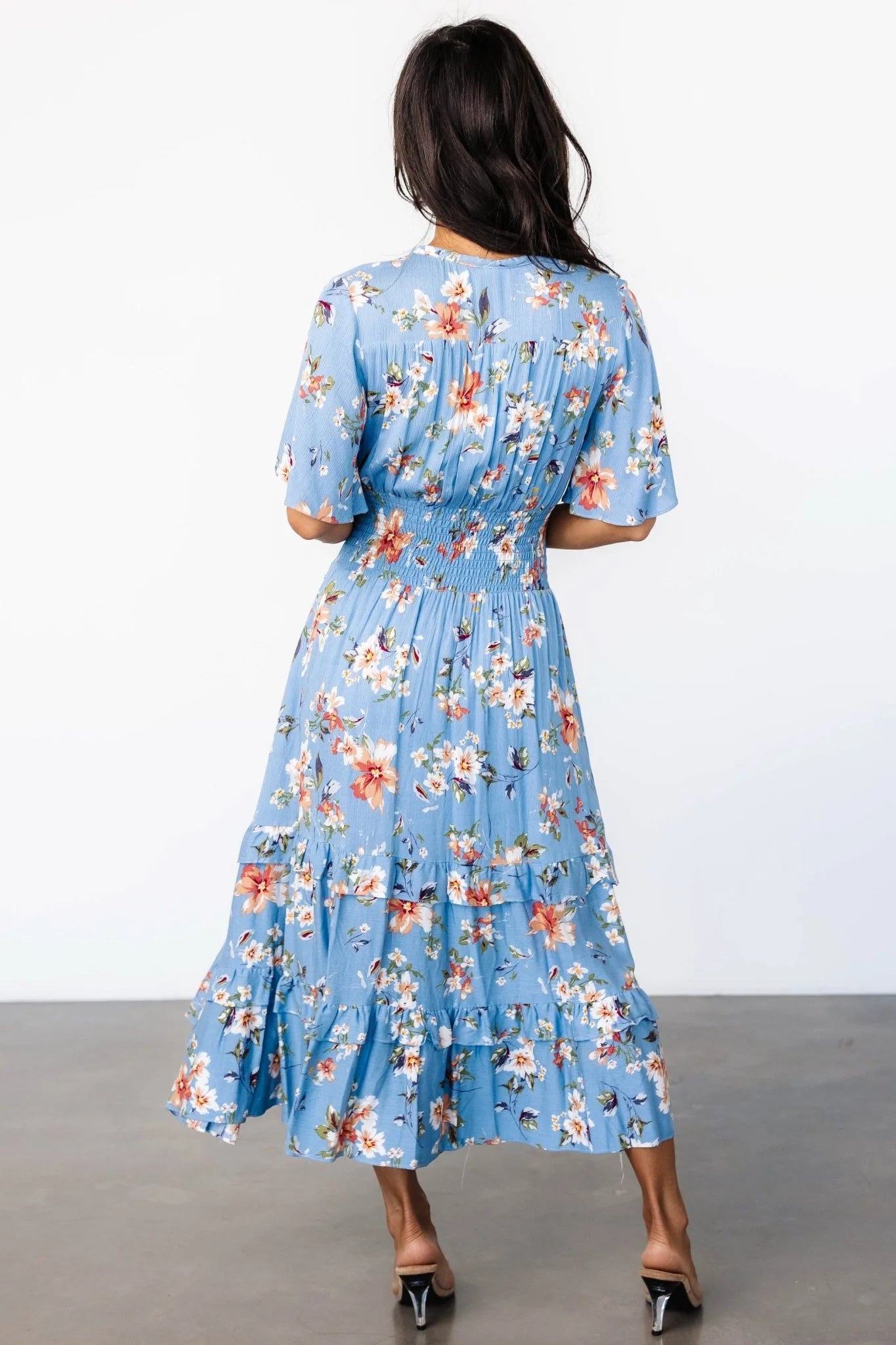 Spell Boho Midi Dress | Blue + Peach Floral