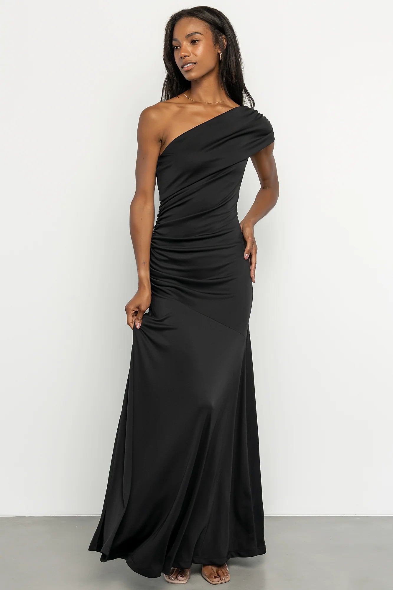 Leon One Shoulder Gown | Black