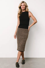 Mitzi Knit Midi Skirt | Black + Camel