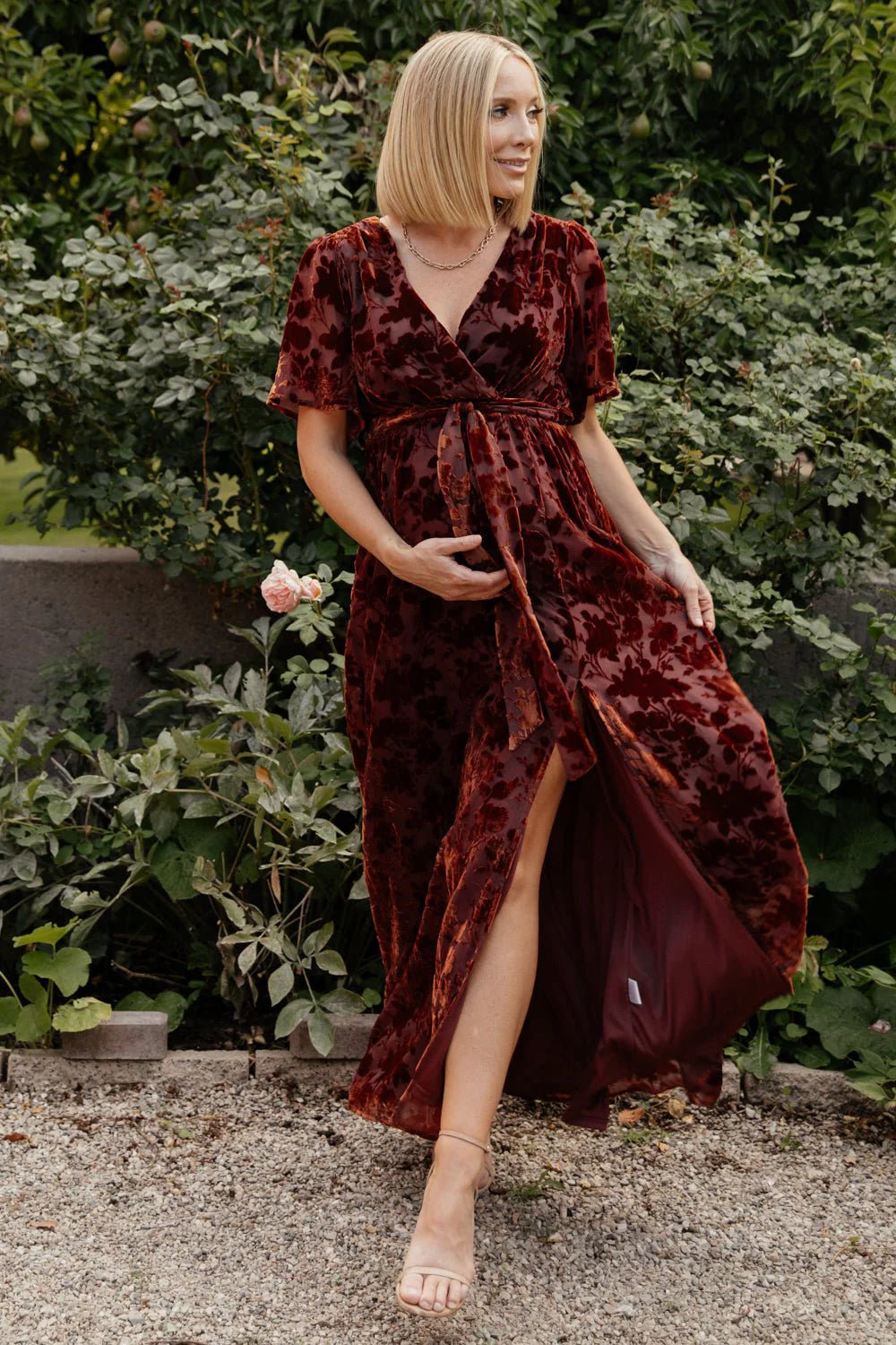 Uma Velvet Maxi Dress | Copper Floral