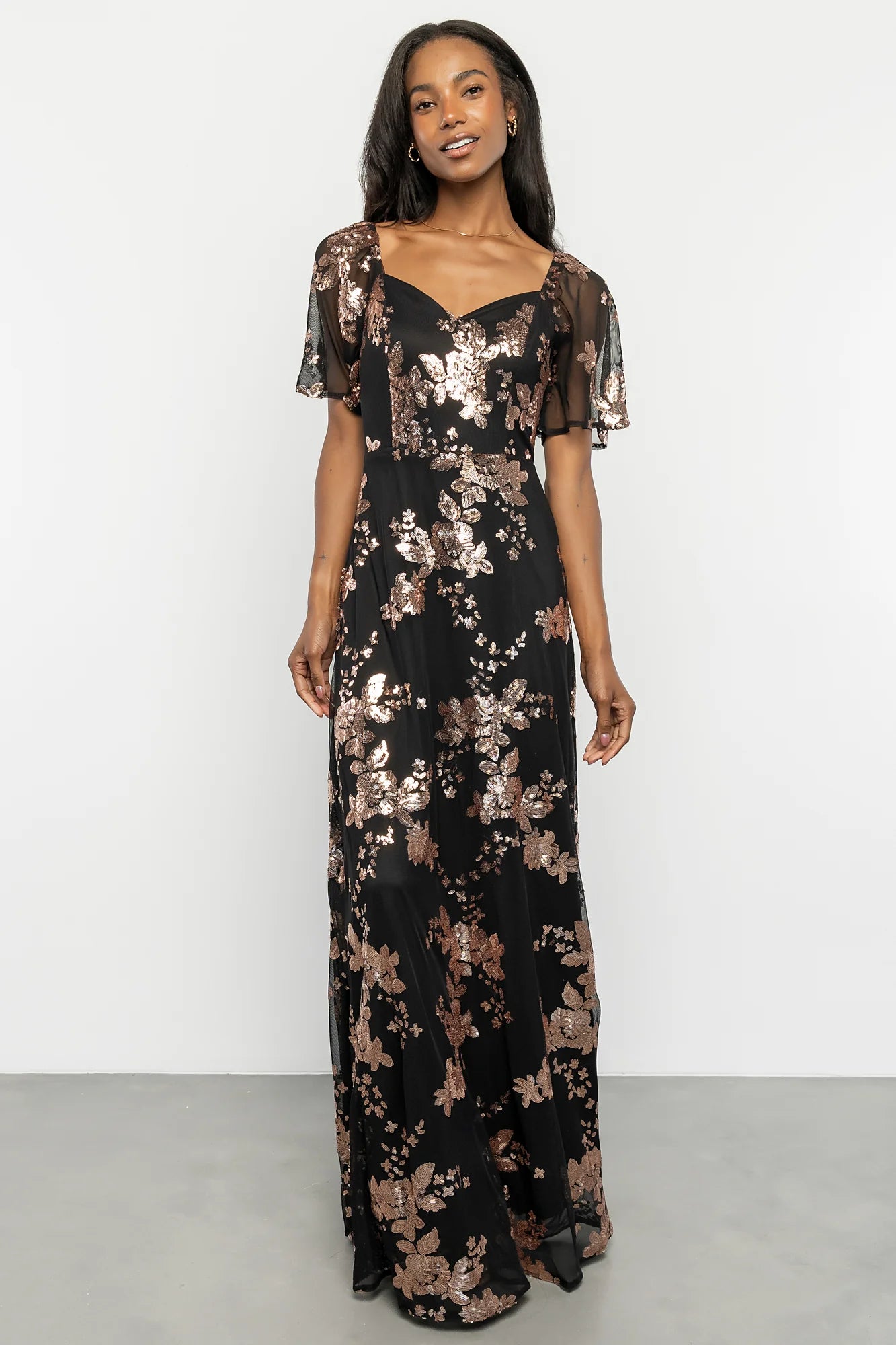 Karina Sequin Maxi Dress | Black + Gold