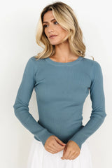 Sora Ribbed Top | Dusty Blue