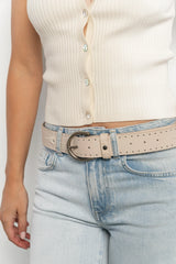 Presley Western Faux Leather Belt | Ivory