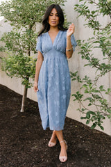June Smocked Midi Dress | Blue