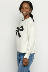 Bow Sweater | Cream + Black