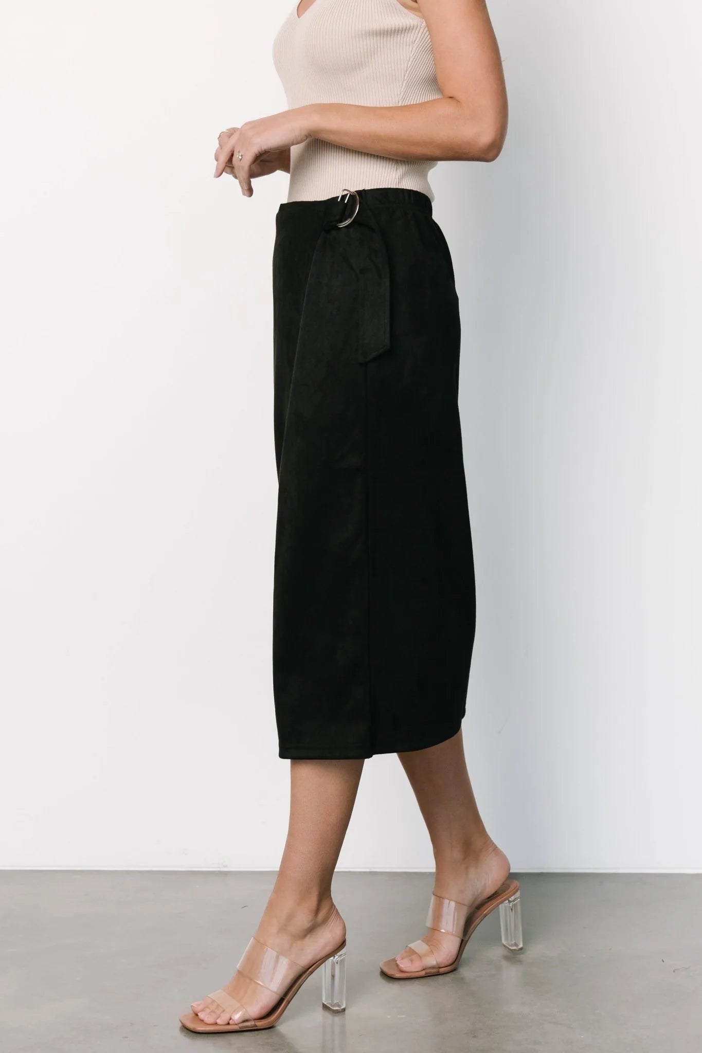 Malika Faux Wrap Skirt | Black