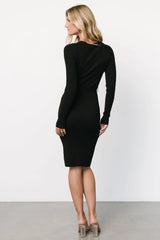 Blayne Ribbed Midi Dress | Black