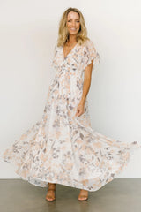 Lynlee Metallic Maxi Dress | Off White Print
