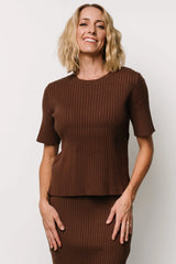 Stormi Ribbed Sweater Top | Brown