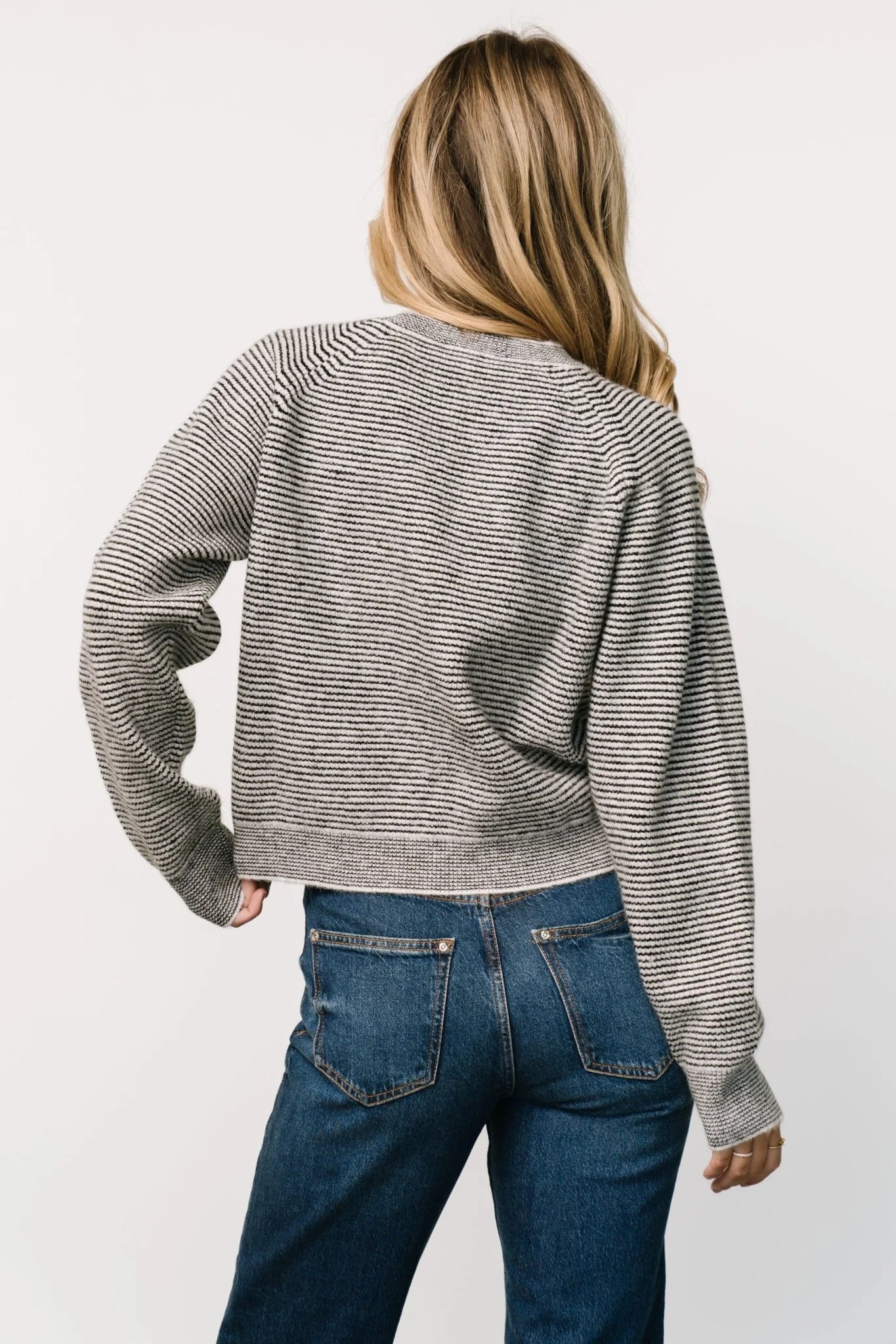Zadie Striped Sweater | Ivory + Black