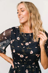 Arabella Embroidered Tulle Maxi Dress | Pink + Navy