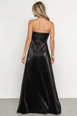 Seraphine Pleated Strapless Gown | Black