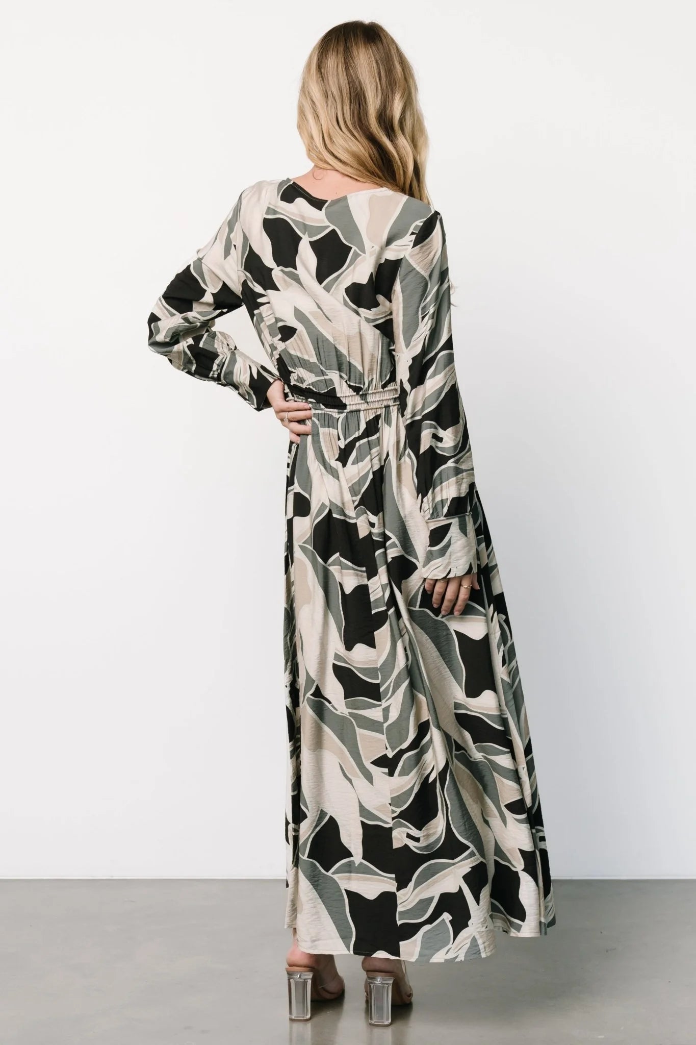 Zinnia Maxi Dress | Black + Eucalyptus Print