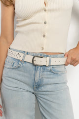 Harmony Floral Faux Leather Belt | Ivory