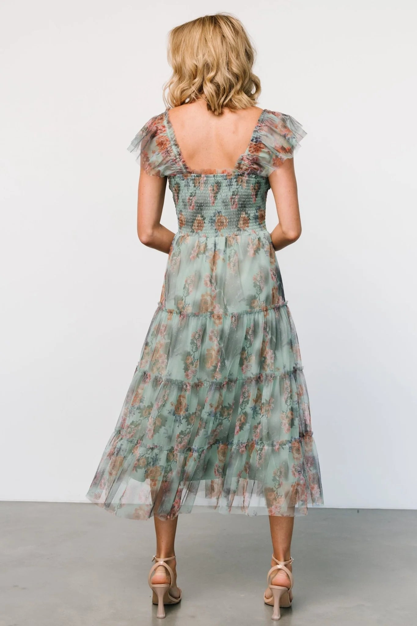 Clementine Tulle Midi Dress | Sage Multi Floral