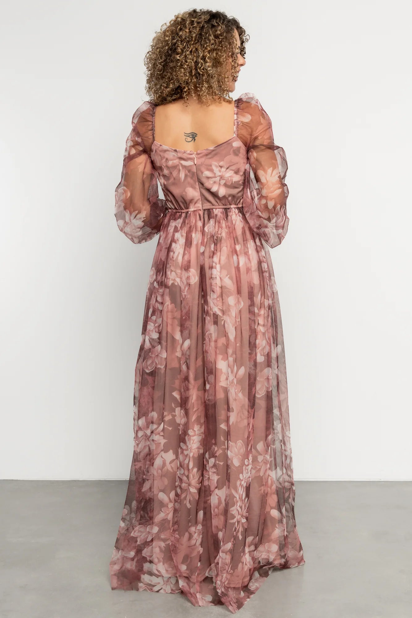 Nara Tulle Maxi Dress | Deep Mauve Floral