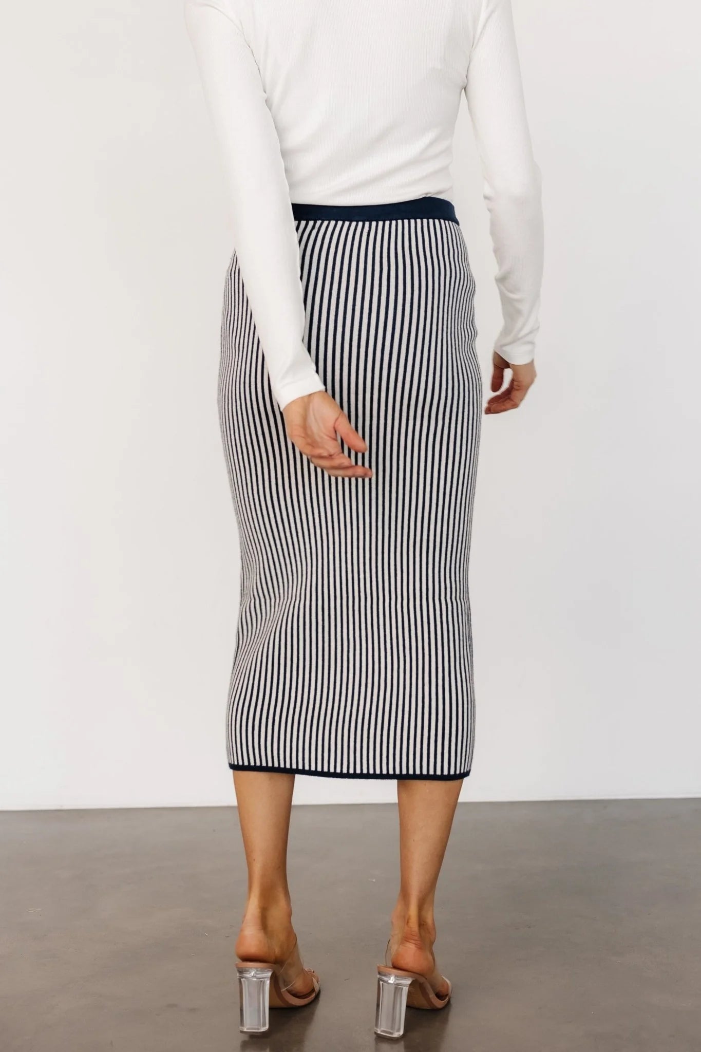 Alonso Knit Midi Skirt | Navy Stripe