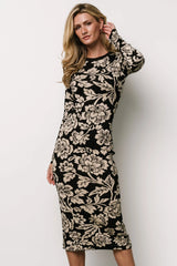 Marci Sweater Dress | Black + Ivory Floral