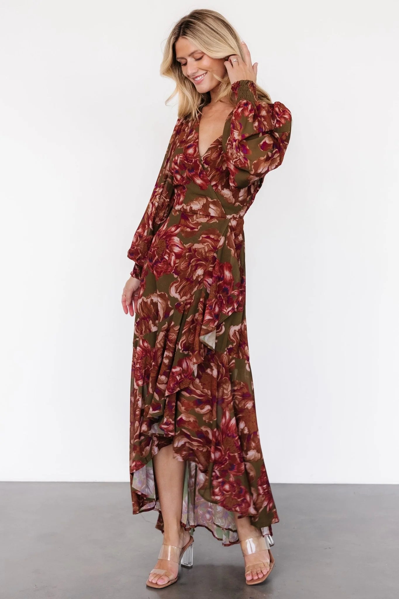 Maryana Ruffle Dress | Olive Floral