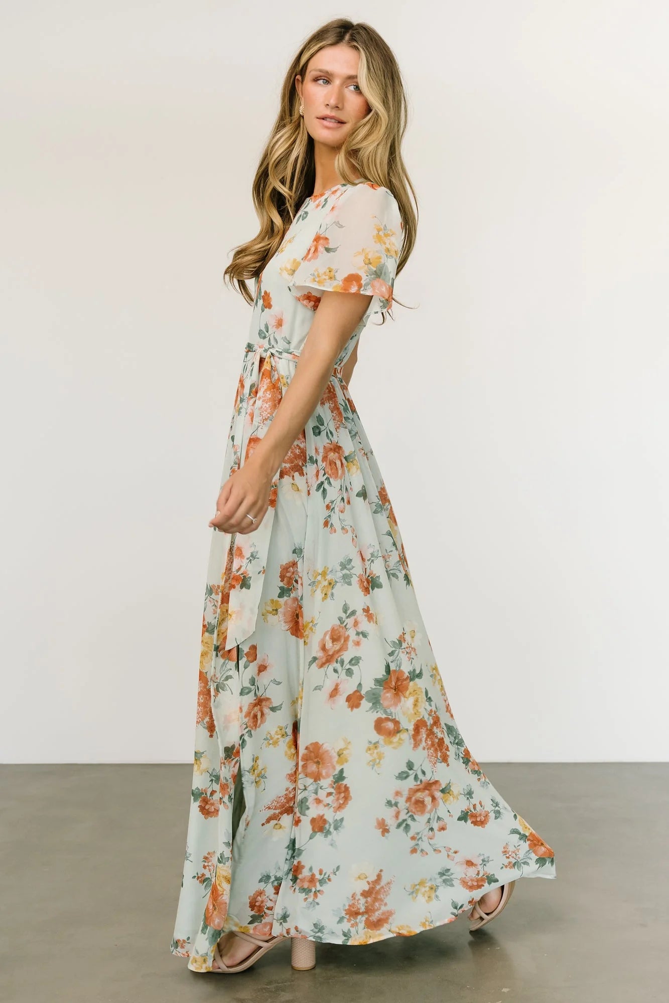 Naomi Short Sleeve Maxi Dress | Sage Floral