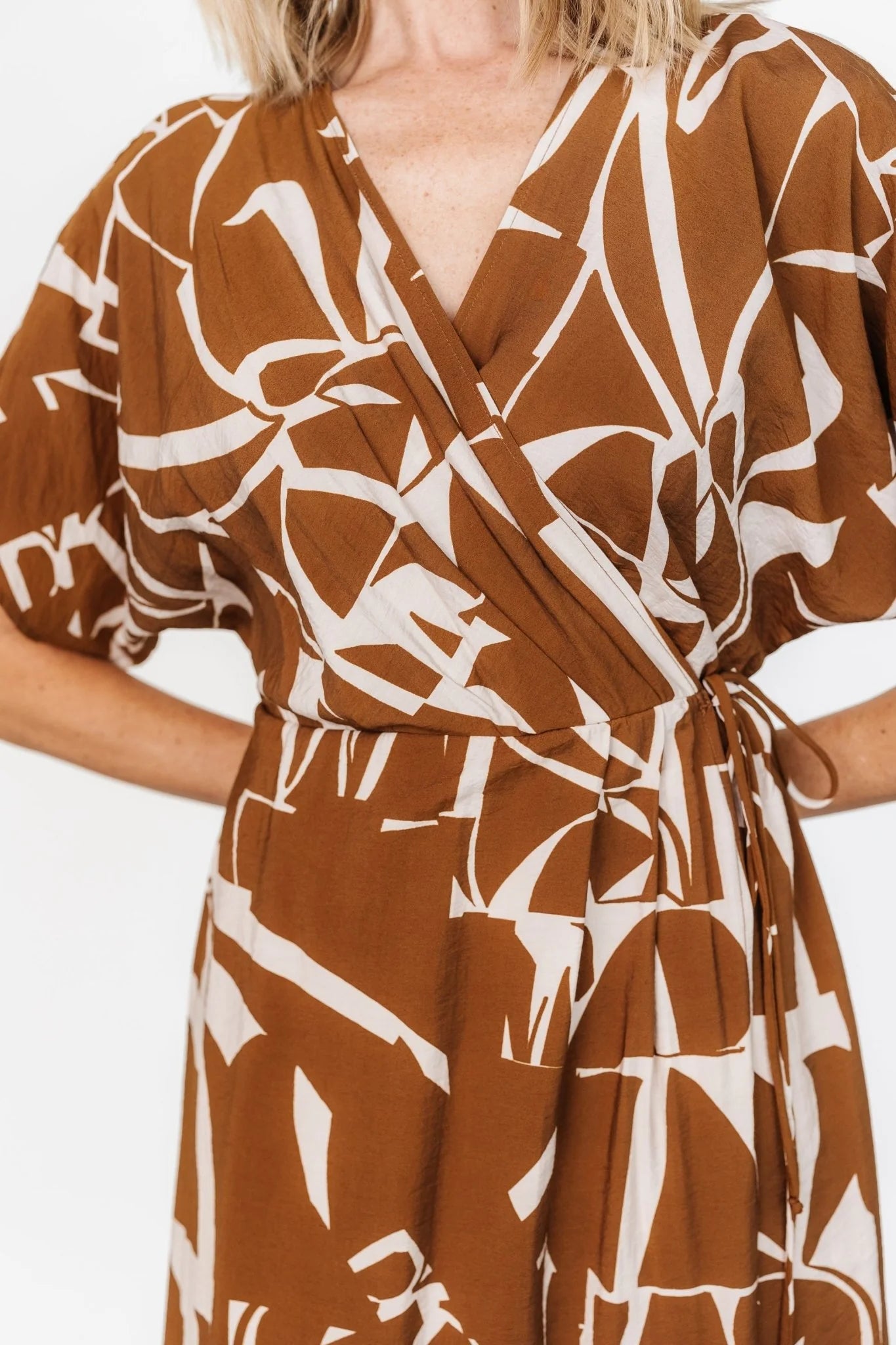 Fantino Faux Wrap Dress | Brown Print