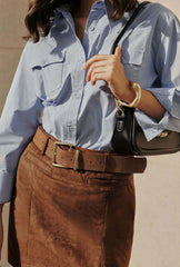 Camel and Gold Suede Belt