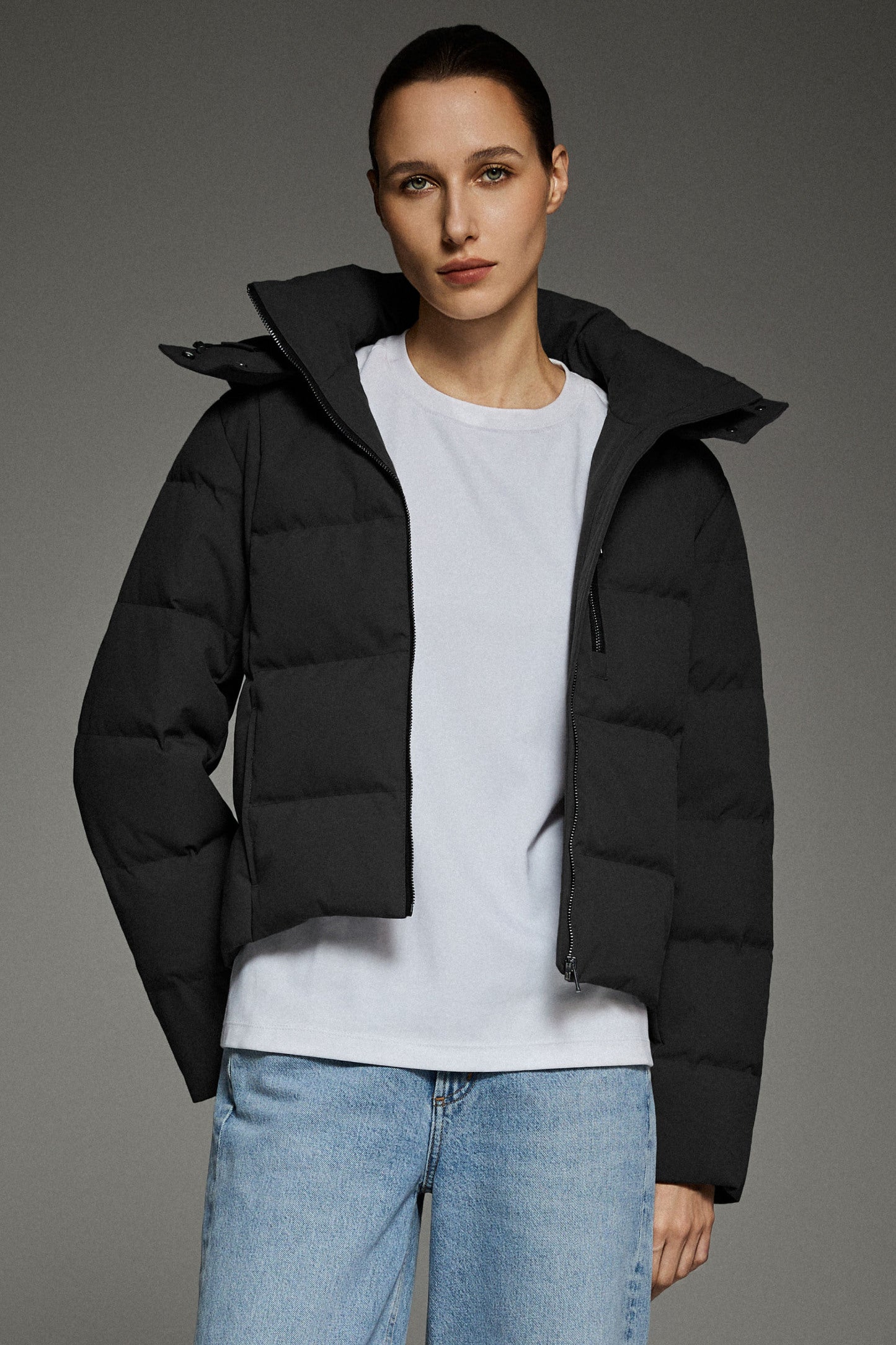 CityForm Short Detachable Hood Down Jacket